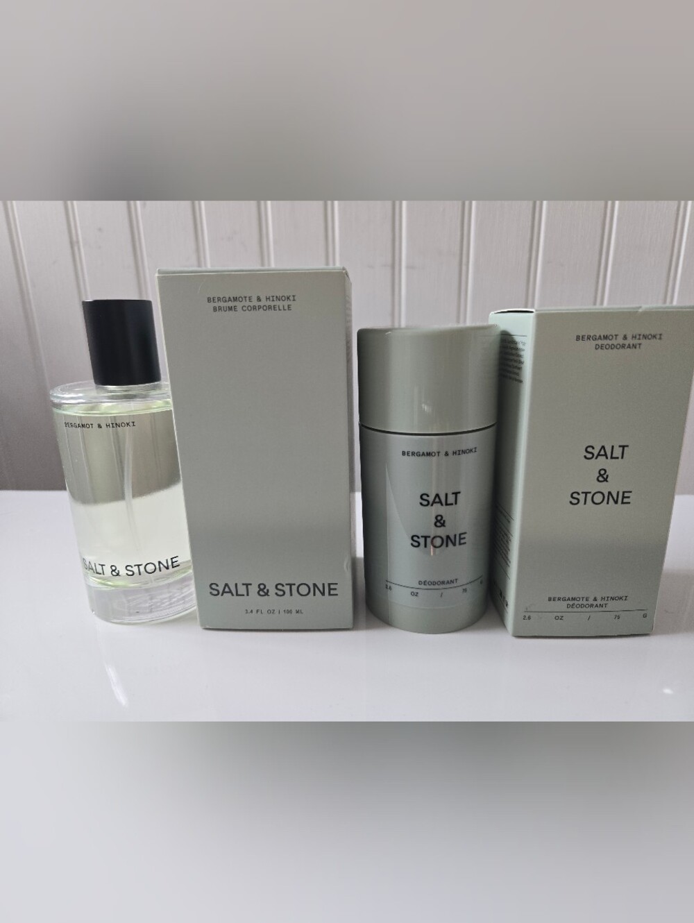 Lot Of 2- Salt & Stone-Bergamot & Hinoki Body Mist + Deodorant
